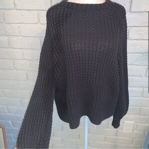 Adam Lippes Black Knit Long Sleeve Sweater Size Medium